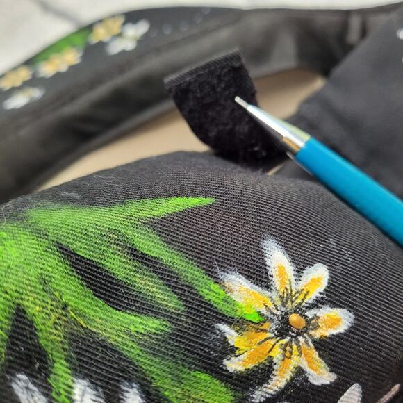 Hand Painted Daisy & Bees Ball Cap main image 4